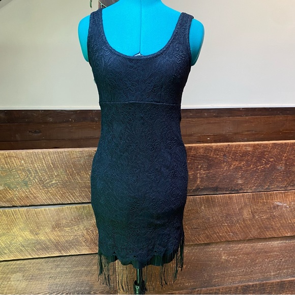 Vintage Y2K Daniel Laurent Witchy Gothic 20’s Flapper Dress w Stevie Nicks Vibes - Picture 2 of 15